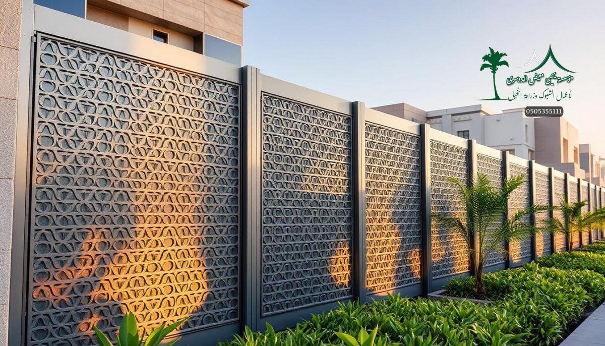 A meticulously crafted high-security decorative mesh fence adorns the luxury villas of Makkah in 2026. Sleek metal panels in a muted palette of grays and silvers harmonize seamlessly with the modern architectural style. Skilled technicians skillfully install the durable yet elegant mesh, ensuring a seamless integration between form and function. Intricate lattice patterns cast dynamic shadows, creating an inviting interplay of light and shadow. The fence's robust construction safeguards the residents while elevating the overall aesthetic appeal of the prestigious development. Verdant landscaping and warm, directional lighting accentuate the harmonious fusion of security and sophistication.