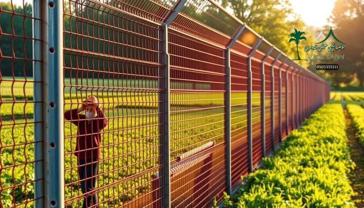 A rust-resistant galvanized iron fence stands tall, its intricately woven mesh creating a secure barrier against the elements. In the foreground, skilled workers carefully install the sturdy panels, their movements precise and efficient. The fence stretches across a lush, verdant farm landscape, blending seamlessly with the surrounding environment. Warm sunlight casts a gentle glow, highlighting the fence's sleek, modern design and superior craftsmanship. This robust, corrosion-resistant solution offers unparalleled protection and durability, ensuring the safety and security of the farm's boundaries for years to come.